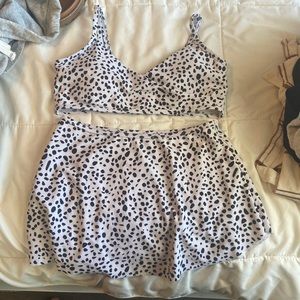Black & White Print Swimsuit Set Size S